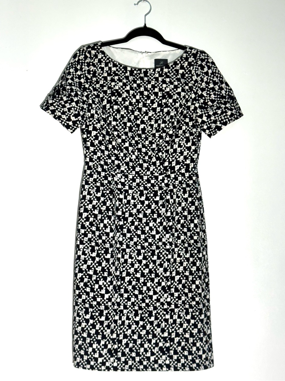 Adrianna Papell Black White Abstract Sheath Dress Career Office Cocktail 4